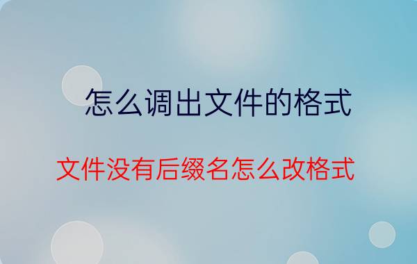 怎么调出文件的格式 文件没有后缀名怎么改格式？